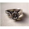 Image 4 : ONE DIAMOND AND PLATINUM ENGAGEMENT RING With a c