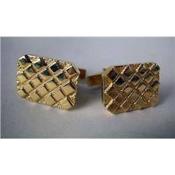 A PAIR OF 14K YELLOW GOLD RECTANGULAR CUFF LINKS Apx. 7.00 dwt.