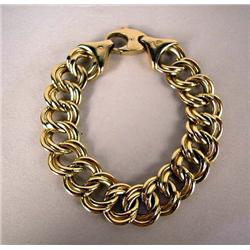 A 14K YELLOW GOLD DOUBLE LINK BRACELET 8"l, apx. 16.80 dwt.