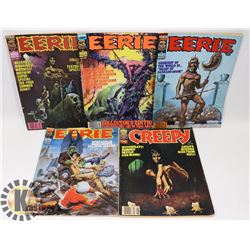 5 CREEPY AND ERIE HORROR MAGAZINES