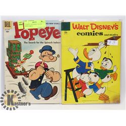 2 POPEYE AND DISNEY 10 CENT 1950'S COMICS