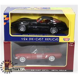 1:24 DIE-CAST - 1965 FORD MUSTANG + 1967 CORVETTE R.