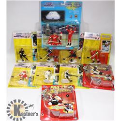 BOX OF HOCKEY FIGURE MODELS AND CARDS