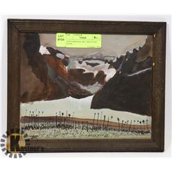 1920'S ORIGINAL ART. MOUNTAIN SCENE.