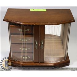 LARGE GLASS DOOR MUSICAL JEWELRY BOX