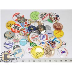 BAG OF 40 ESTATE PIN BACK BUTTON COLLECTION
