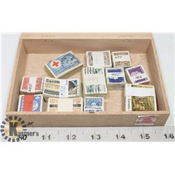 12X100 LOT CATALOGUED CANADIAN STAMPS IN CIGAR BOX