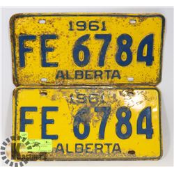 PAIR OF 1961 ALBERTA LICENSE PLATES