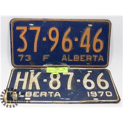 1970 & 1973 ALBERTA LICENSE PLATES