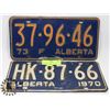 Image 1 : 1970 & 1973 ALBERTA LICENSE PLATES