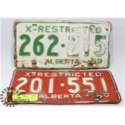 1959 & 1960 ALBERTA LICENSE PLATES