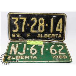 1968 & 1969 ALBERTA LICENSE PLATES