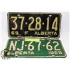 Image 1 : 1968 & 1969 ALBERTA LICENSE PLATES