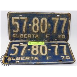 PAIR OF 1970 ALBERTA LICENSE PLATES