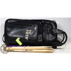 LOT OF 10 DRUMSTICKS IN LEATHER VIC FIRTH BAG