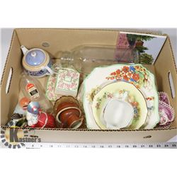 TRAY OF ESTATE CHINA INCLUDING MILK BOTTLE WITH