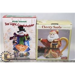 SANTA COLLECTION/TEAPOT + TEA LIGHT CANDLE HOLDER
