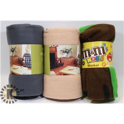 SET OF 3 NEW FLEECE THROWS