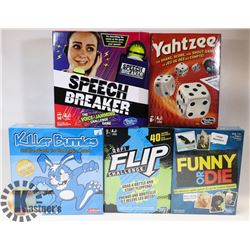 FLAT OF 5 SEALED BOARD GAMES SPEECH