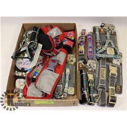 BOX OF ASSORTED DOG LEASHES AND ACCESSORIES