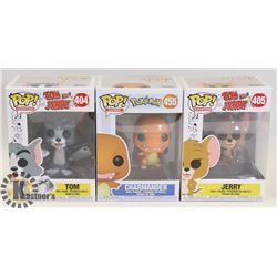 LOT OF 3 FUNKO POP POKÉMON CHARMANDER, TOM &