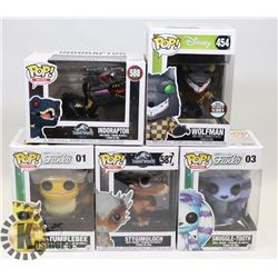 LOT OF 5 FUNKO POP JURASSIC WORLD & MONSTERS.