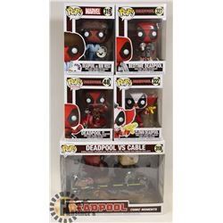 LOT OF 5 FUNKO POP MARVEL DEAD POOL CHARACTERS.
