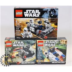 LOT OF 3 NEW SEALED LEGO STAR WARS SETS.