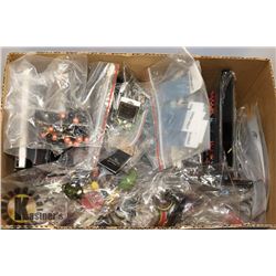 BOX OF ASSORTED RINGS, EARRINGS, NECKLACES, ETC