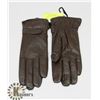 Image 1 : NEW LADIES BROWN LEATHER GLOVES WITH THINSULATE