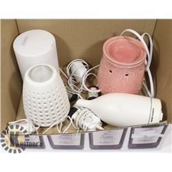 LOT OF 3 LED WAX BURNING LAMPS AND 1 REGULAR WAX