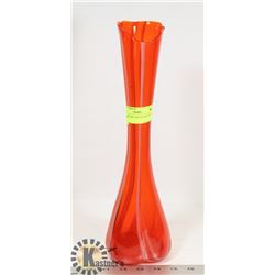 TALL FIRE RED ART GLASS VASE