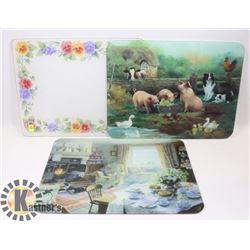 3X LARGE GLASS CUTTING BOARDS