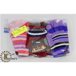 3PK KIDS HEAT WAVE GLOVES.