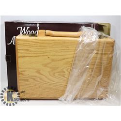 NEW WOODEN ATTACHÉ BRIEFCASE.