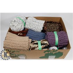 BOX FULL OF NEW KNITTED SCARVES FOR KIDS