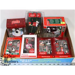 LOT OF NEW COCA COLA COLLECTOR TREE ORNAMENTS.
