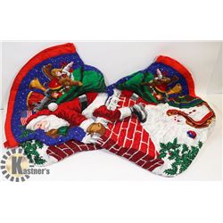 PAIR OF XL QUILTED SANTA STOCKINGS
