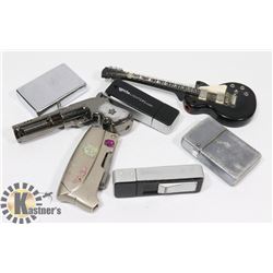BAG OF 7 LIGHTERS, ZIPPO INCLUDED