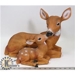 NEW RED DOE WITH FAWN STATUE