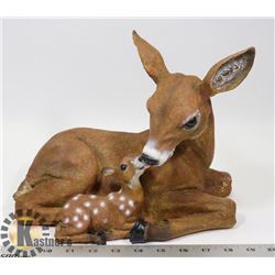 NEW BROWN DOE WITH FAWN STATUE