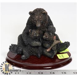 NEW MAMA BEAR WITH 2 CUBS STATUE