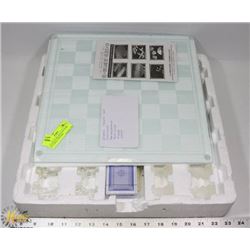 DELUXE GLASS SIX IN ONE GAME SET-CHESS, CHECKERS