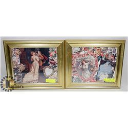 SET OF 2 WOOD FRAMED PICTURES WITH