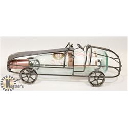 METAL WINE BOTTLE HOLDER,RACE CAR