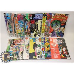 LOT OF 20 JUSTICE LEAGUE COMIC BOOKS.