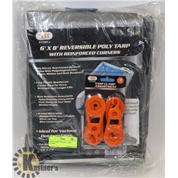 3 NEW TARPS WITH 4PC. TARP CLAMPS