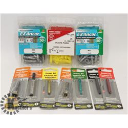 ASSORTED DRIVER BITS & WALL ANCHORS