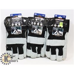 3 PAIRS OF WINTER WORK GLOVES