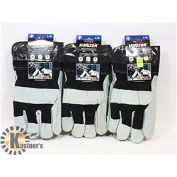3 PAIRS OF WINTER WORK GLOVES